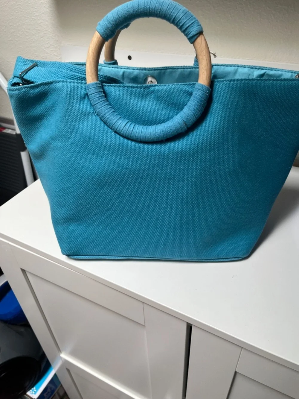 🍋 Sol and Mer Beaded Lemon Tote – Wooden Handles – NWT